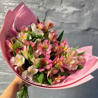 Нежный розовый микс альстромерий