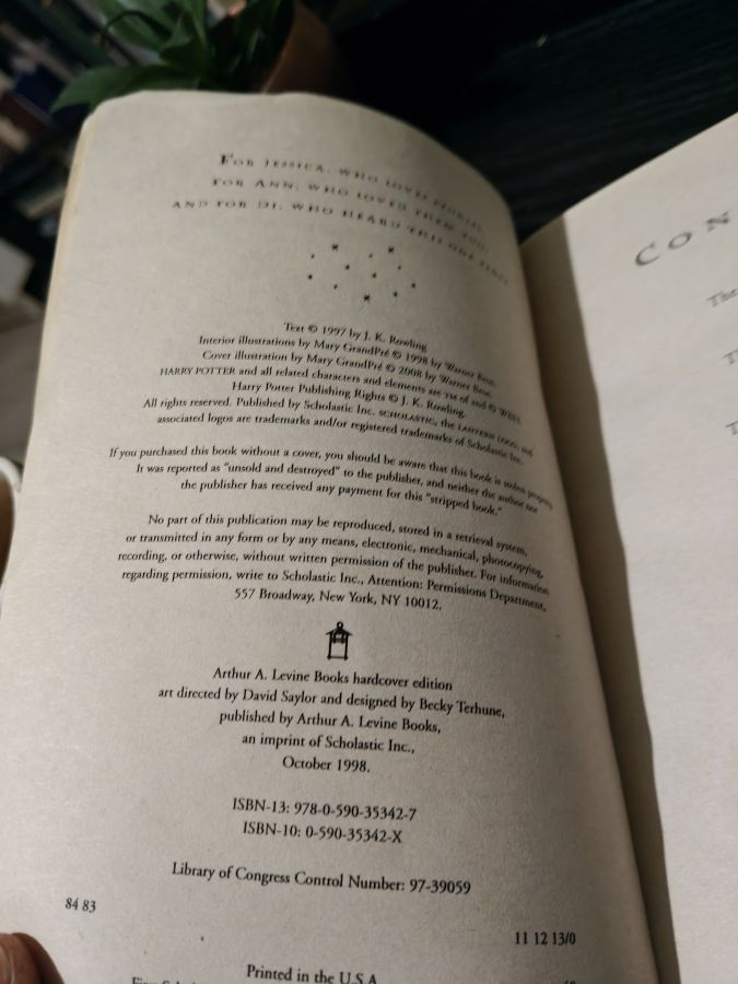 Harry Potter and the philosopher's stone американское издание тираж 84