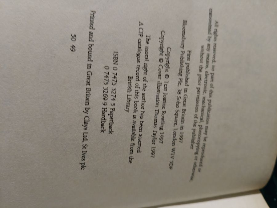 Harry Potter and the philosopher's stone британское издание тираж 49