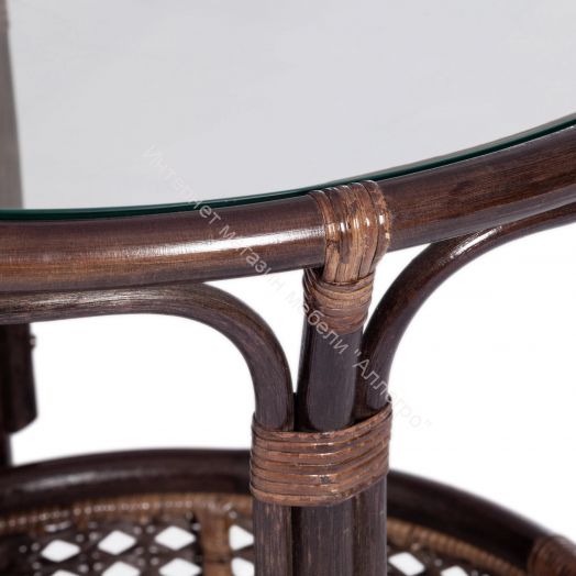 Комплект "PELANGI" 02/15 (стол со стеклом + 4 кресла) с подушками, ротанг, walnut (грецкий орех)