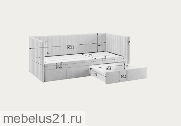 Кровать с ящиками Твикс (Софа) 90х200 см