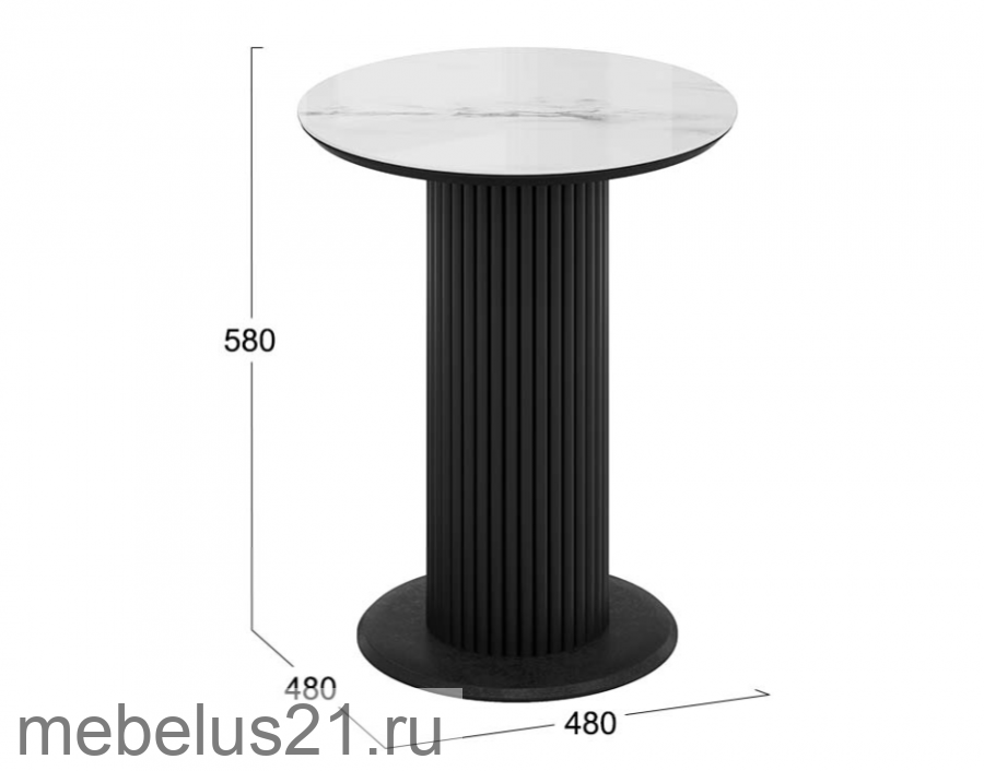 Стол журнальный «Vira» Тип 2 Черный муар, Белый мрамор
