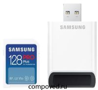 Карта памяти 128Gb SD Samsung PRO Plus + SD адаптер (MB-SD128SB/WW)