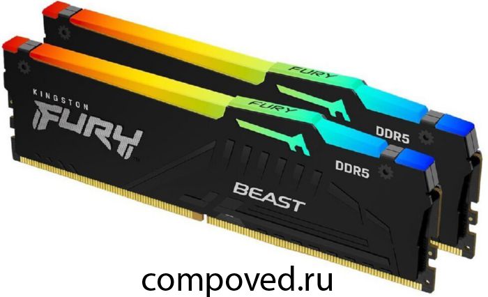 Оперативная память 32Gb DDR5 5600MHz Kingston Fury Beast Black RGB (KF556C40BBAK2-32) (2x16Gb KIT)