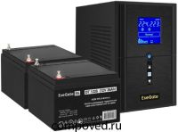 ИБП + батарея ExeGate SineTower SZ-1000.LCD.AVR.2SH.1C13.USB + 2x DT 1226 (26Ач)
