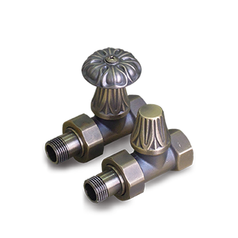Комплект декоративных вентилей прямых для чугунных радиаторов  1/2", цвет темная бронза