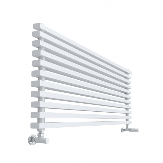 Горизонтальный радиатор с квадратными колонками КЗТО QUADRUM NEO 50 H 1000 RAL 9016 схема 2