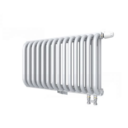 Низкий двухрядный радиатор с квадратным коллектором КЗТО РС с нижним правым подключением 2-300 1/2 схема 3