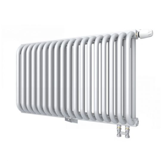 Низкий двухрядный радиатор с квадратным коллектором КЗТО РС с нижним правым подключением 2-300 1/2 схема 5