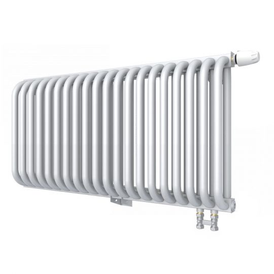 Низкий двухрядный радиатор с квадратным коллектором КЗТО РС с нижним правым подключением 2-300 1/2 схема 6