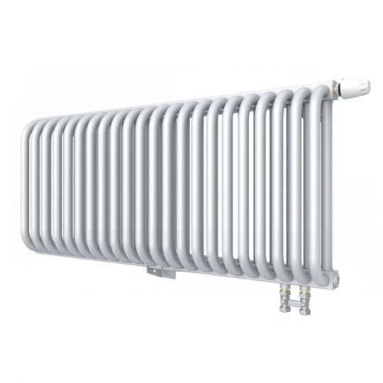 Низкий двухрядный радиатор с квадратным коллектором КЗТО РС с нижним правым подключением 2-300 1/2 схема 7