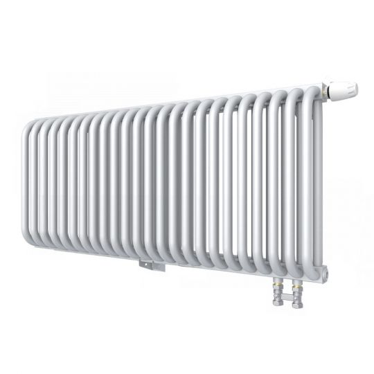 Низкий двухрядный радиатор с квадратным коллектором КЗТО РС с нижним правым подключением 2-300 1/2 схема 8