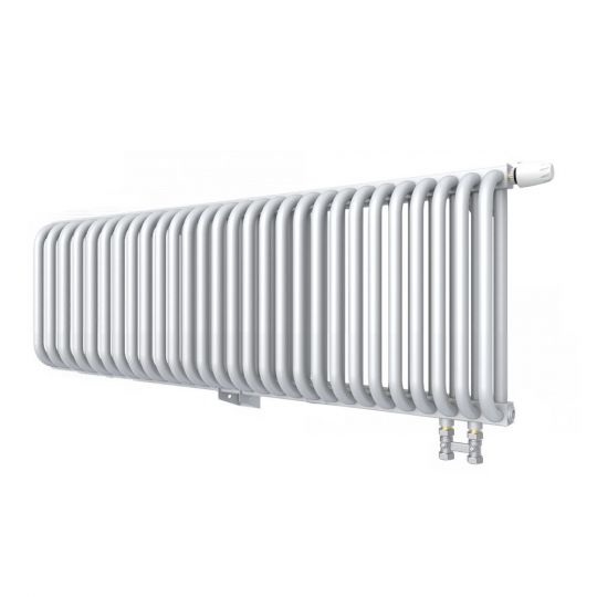 Низкий двухрядный радиатор с квадратным коллектором КЗТО РС с нижним правым подключением 2-300 1/2 схема 10