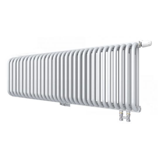 Низкий двухрядный радиатор с квадратным коллектором КЗТО РС с нижним правым подключением 2-300 1/2 схема 11