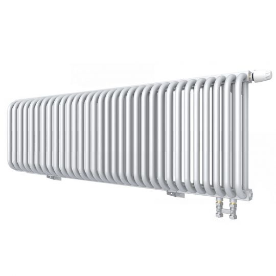 Низкий двухрядный радиатор с квадратным коллектором КЗТО РС с нижним правым подключением 2-300 1/2 схема 12