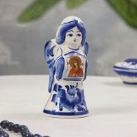 Сувенир гжель «Ангел с иконой», бело-синий,керамика, 12,5?5,5 см, микс,