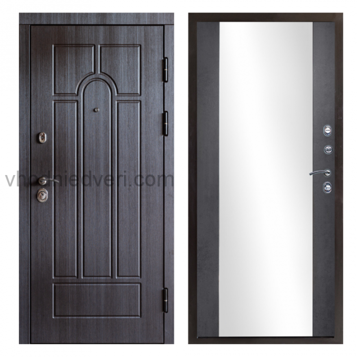 Входная дверь Termo-door Модена Венге - Зеркало Бетон темный