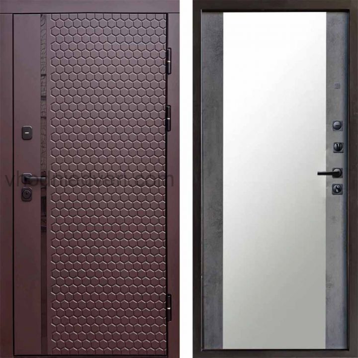 Входная дверь Termo-door Simple Шоколад - Зеркало Бетон темный