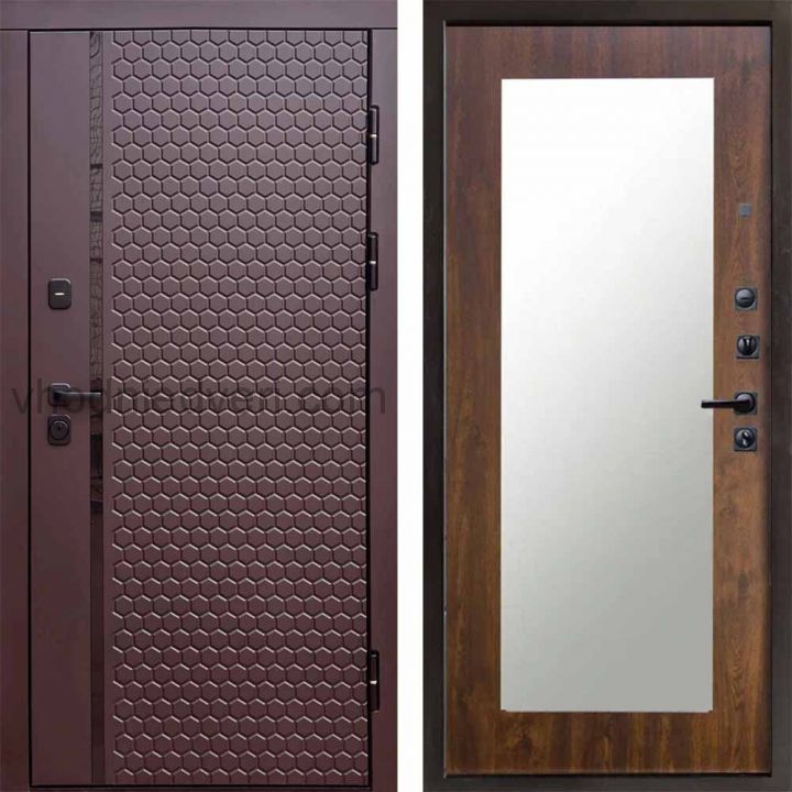Входная дверь Termo-door Simple Шоколад - Зеркало триумф Дуб