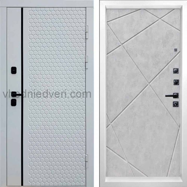Входная дверь Termo-door Simple White - Лучи Бетон светлый