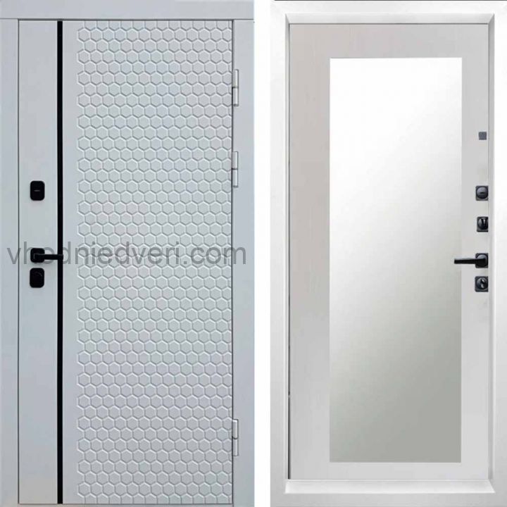 Входная дверь Termo-door Simple White - Зеркало триумф Лиственница