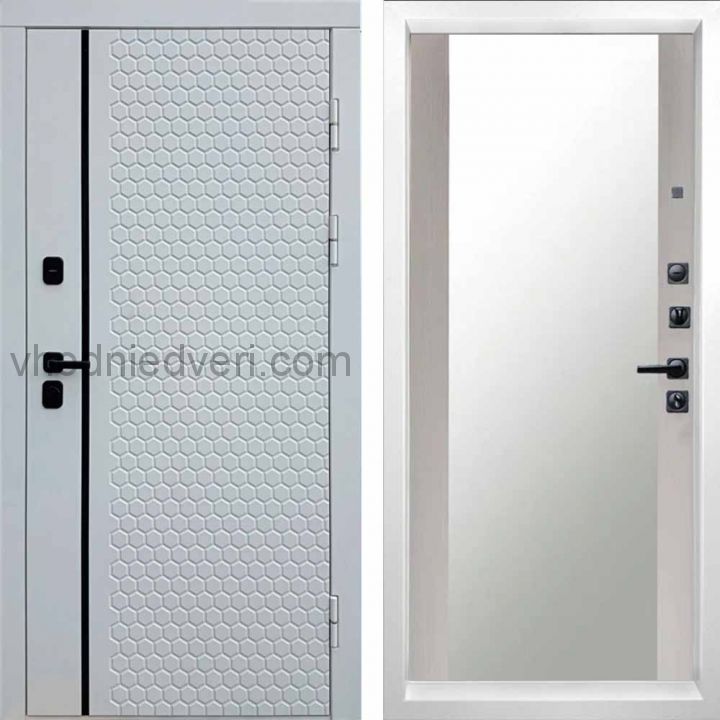 Входная дверь Termo-door Simple White - Зеркало Лиственница
