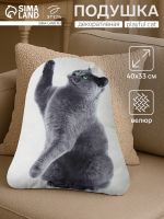 Подушка «Этель» Playful cat, 40?33 см, 100% п/э, велюр