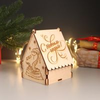 Подарочная шкатулка из дерева «Домик. Змейка в шапке», основа для творчества, украшений, 12?10?13.5 см, набор 7 деталей