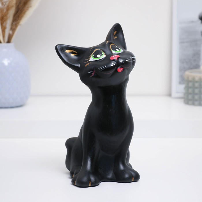 Копилка для денег «Кот Оскар», чёрный, керамика, 12?13?23 см