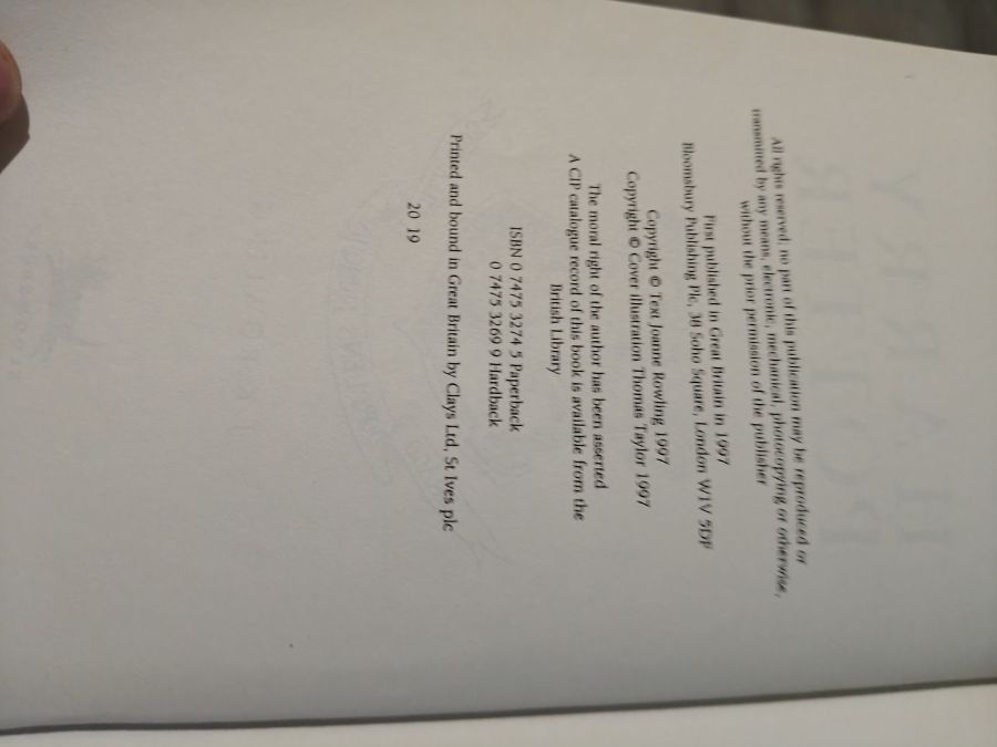 Harry Potter and the philosopher's stone британское издание тираж 19