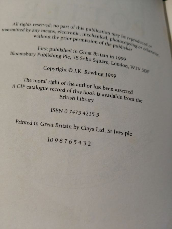 Harry Potter and the prisoner of Azkaban Bloomsbury тираж 2