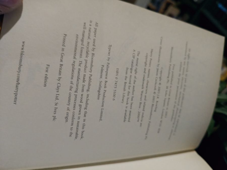 Harry Potter and the order of the Phoenix тираж 1