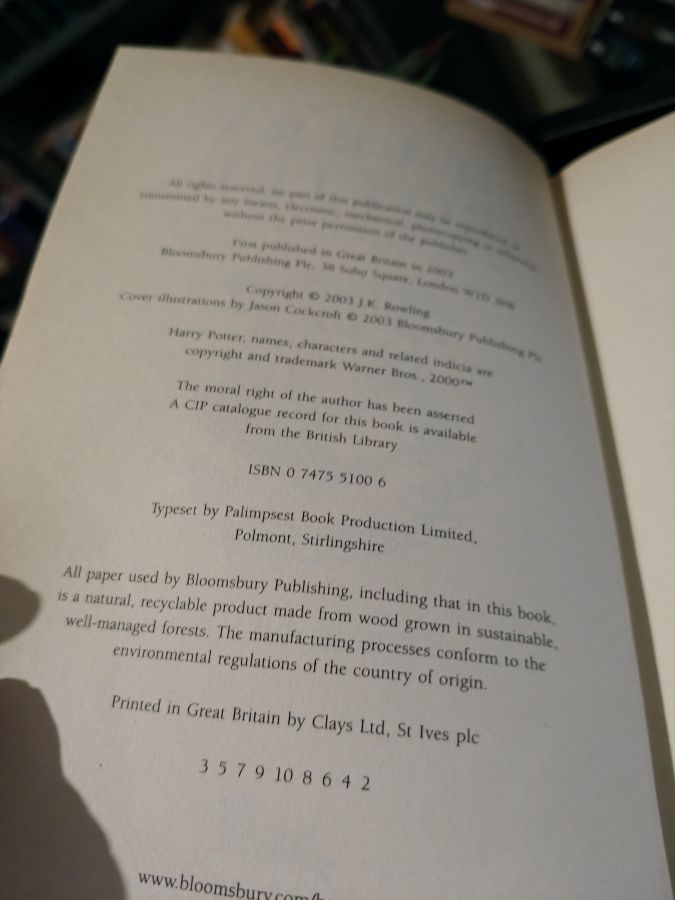 Harry Potter and the order of the Phoenix тираж 2