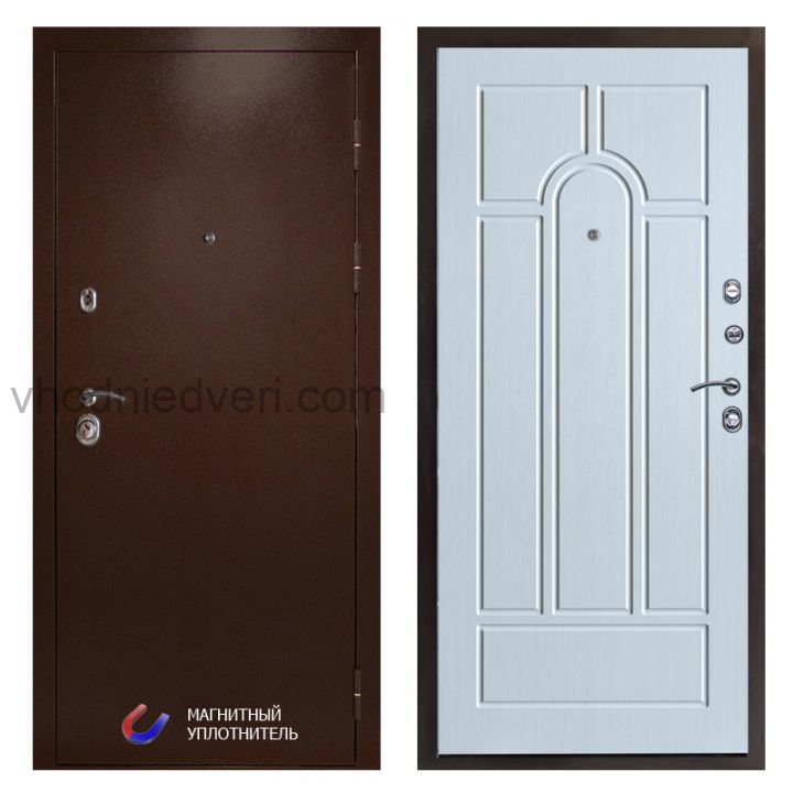 Входная дверь Termo-door Техно Медь - Арка Белое дерево