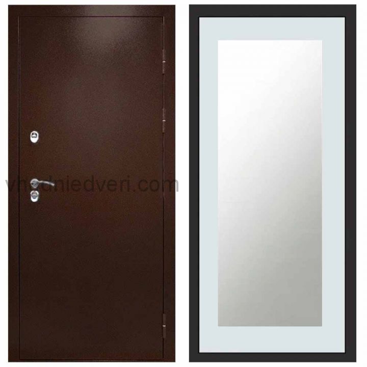 Входная дверь Termo-door Техно Медь - Зеркало триумф Белый софт