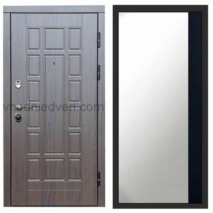 Входная дверь Termo-door Виргиния Венге - Широкое Зеркало Фацет Черный кварц