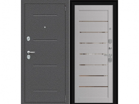 Входная Дверь el’PORTA (Portika) Porta R-2 104/П222 Антик Серебро/Wood Nardo Grey 2 Замка с Ночной Задвижкой 980х2050мм Левое Открывание / Портика 0219-1696.