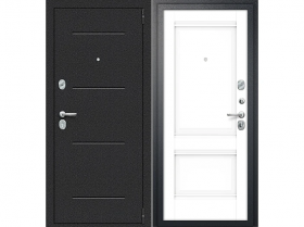 Входная Дверь el’PORTA (Portika) Porta R-2 104/K42 Букле Черный/Snow Veralinga 2 Замка с Ночной Задвижкой  880х2050мм Левое Открывание / Портика 0218-0561.