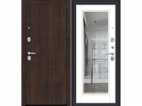 Входная Дверь el’PORTA (Portika) Porta R-3 4/П61 Almon 28/Super White с Зеркалом 2 Замка с Ночной Задвижкой 880х2050мм Правое Открывание / Портика 0328-0182.