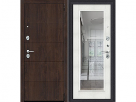 Входная Дверь el’PORTA (Portika) Porta R-3 51/П61 Almon 28/Bianco Veralinga/Reflex с Зеркалом 2 Замка с Ночной Задвижкой 880х2050мм Левое Открывание / Портика 0318-0173.