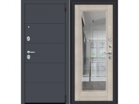 Входная Дверь el’PORTA (Portika) Porta R-3 4/П61 Graphite Pro/Cappuccino Veralinga с Зеркалом 2 Замка с Ночной Задвижкой 880х2050мм Левое Открывание / Портика 0318-0193.