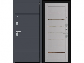 Входная Дверь el’PORTA (Portika) Porta R-3 8/П222 Graphite Pro/Wood Nardo Grey 2 Замка с Ночной Задвижкой 880х2050мм Правое Открывание / Портика 0328-1703.