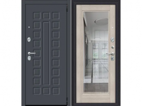 Входная Дверь el’PORTA (Portika) Porta R-3 51/П61 Graphite Pro/Cappuccino Veralinga с Зеркалом 2 Замка с Ночной Задвижкой 980х2050мм Левое Открывание / Портика 0319-0127.