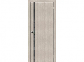 Межкомнатная Дверь Каркасно-Щитовая el’PORTA (Portika) Браво-1.55 Cappuccino Melinga Остекленная Mirox Grey 600х2000мм (Полотно+Коробка+5 Наличников) / Портика 153-1216.