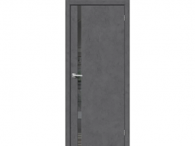 Межкомнатная Дверь Каркасно-Щитовая el’PORTA (Portika) Браво-1.55 Slate Art  Остекленная Mirox Grey 800х2000мм (Полотно+Коробка+5 Наличников) / Портика 153-1025.