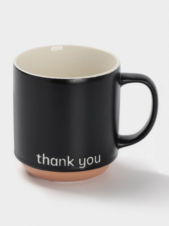 Кружка Доляна Thank you, фарфор, 420 мл, 12?9?10 см, чёрная