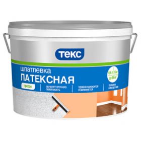 Шпатлевка Латексная для ГКЛ Текс Профи 16кг Финишная, Белая для Внутренних Работ.