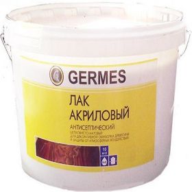Лак Акриловый по Дереву Germes 10л Антисептический без Запаха для Внутренних и Наружных Работ / Гермес.