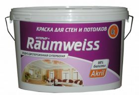 Краска для Стен и Потолков Гермес ВД-АК-202 Raumweiss Интерьер+ 4кг Матовая, Моющаяся.