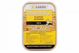 Шпатлевка по Дереву Лакра 0.6кг Дуб, Акриловая, Обладает Отличной Заполняющей Способностью.